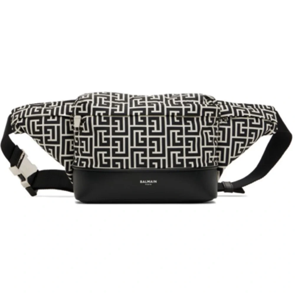 NEW Authentic Balmain Black White City All-Over Belt Bag Waist Bag - Picture 1 of 10